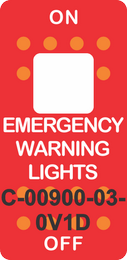 "EMERGENCY WARNING LIGHTS"  Red Switch Cap single White Lens ON-OFF