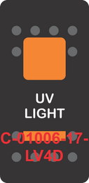 "UV LIGHT" MOMENTARY LOCKING  Black Switch Cap dual Orange Lens (ON)-OFF