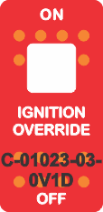"IGNITION OVERRIDE" Red Switch Cap single White Lens ON-OFF
