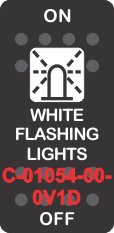 "WHITE FLASHING LIGHTS"  Black Switch Cap single White Lens ON-OFF