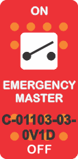 "EMERGENCY MASTER" Red Switch Cap Single White Lens ON OFF